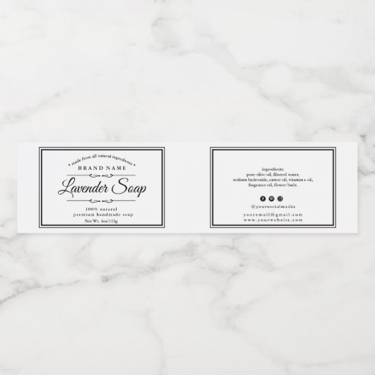 Etikett für schwarze und weiße Seifen (Einzelnes Label)