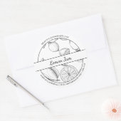 Etikett für schwarze und weiße Sketch-Lemon-Marmel Runder Aufkleber (Umschlag)