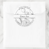 Etikett für schwarze und weiße Sketch-Lemon-Marmel Runder Aufkleber (Tasche)
