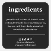 Etikett für Seifenzutaten Quadratischer Aufkleber (Vorderseite)