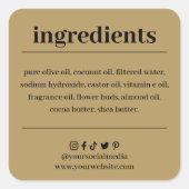 Etikett für Seifenzutaten Quadratischer Aufkleber (Vorderseite)