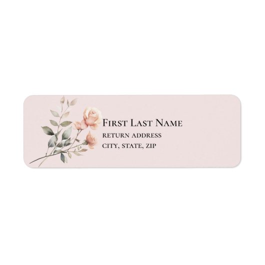Etikett für Soft Peach-Hochzeitrücksendeadresse (Vorne)
