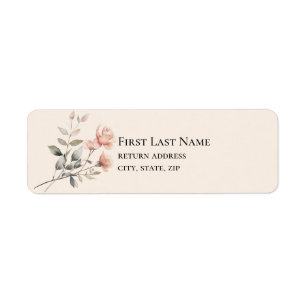 Etikett für Soft Peach-Hochzeitrücksendeadresse