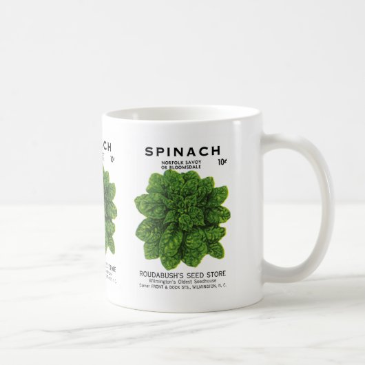 Etikett für Spinatsamenpackung Kaffeetasse (Rechts)