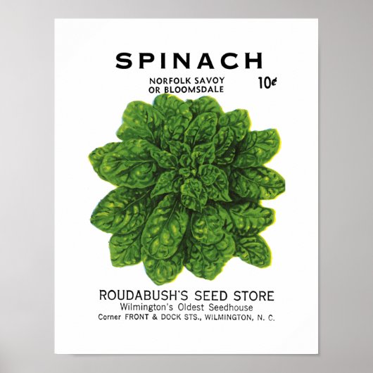 Etikett für Spinatsamenpackung Poster (Vorne)