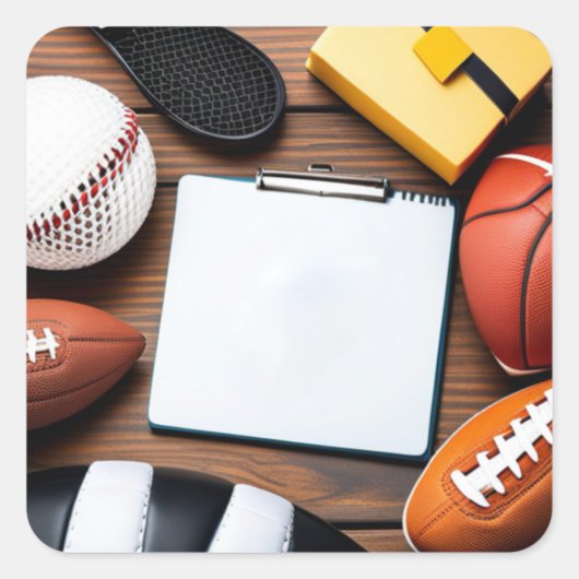 Etikett für Sportaufkleber Quadratischer Aufkleber (Vorderseite)