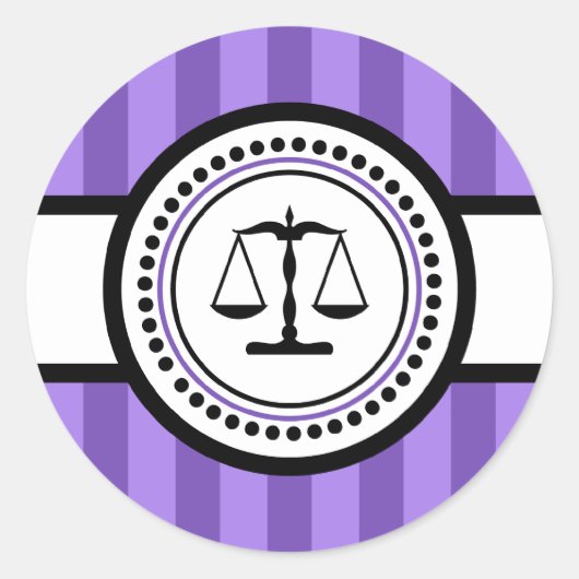Etikett für Streifen der Justizskala (Lila) Runder Aufkleber (Vorderseite)