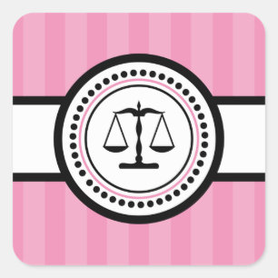 Etikett für Streifen der Justizskala (rosa) Quadratischer Aufkleber