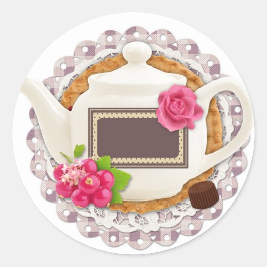 Etikett für Tee-Party Runder Aufkleber (Vorderseite)