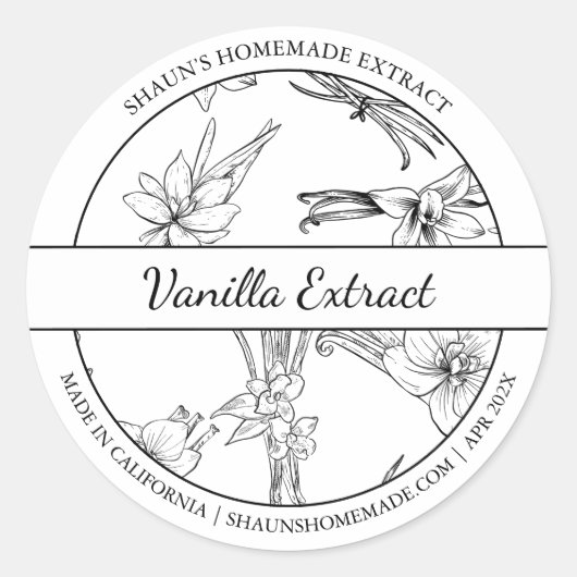 Etikett für Vanilla Extract Runder Aufkleber (Vorderseite)