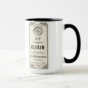 Etikett für Vintage-Apothekenelixir Tasse