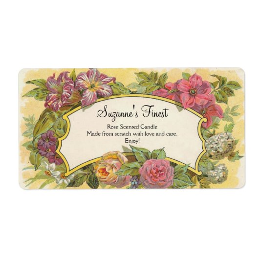 Etikett für Vintage Blumenkerze oder Canning Jar (Vorne)