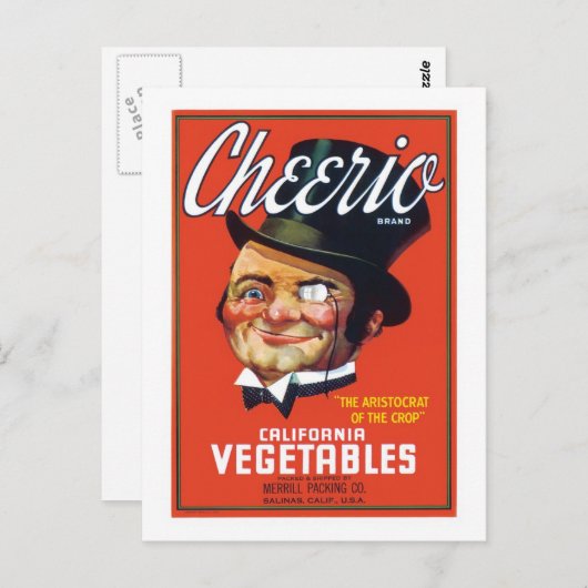 Etikett für Vintage Gemüse Postkarte (Vorne/Hinten)