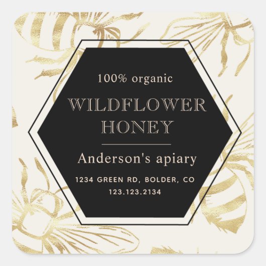 Etikett für Vintage Goldmedaille Quadratischer Aufkleber (Vorderseite)