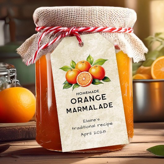 Etikett für Vintage Orangenmarmelade Geschenkanhänger