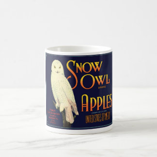 Etikett für Vintage Schneeauuläpfel Kaffeetasse