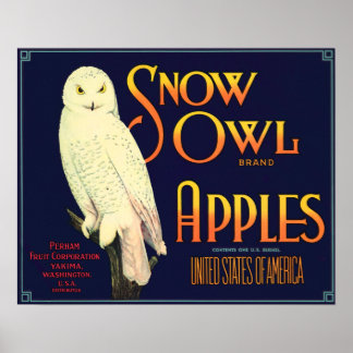 Etikett für Vintage Schneeauuläpfel Poster