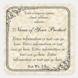 Etikett für Vintage Seife und Kosmetik - Tan Quadratischer Aufkleber