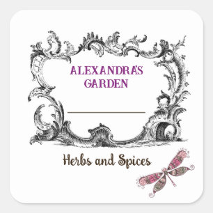 Etikett für Vintage Zierkräuter oder Gewürzprodukt Quadratischer Aufkleber