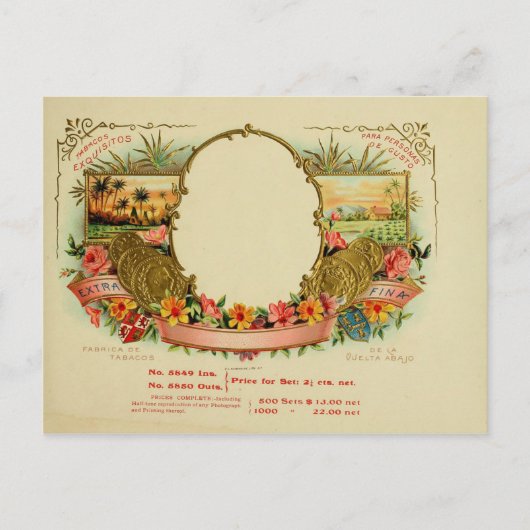 Etikett für Vintage Zigarrenboxen Postkarte (Vorderseite)