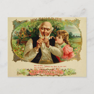 Etikett für Vintage Zigarrenboxen Postkarte