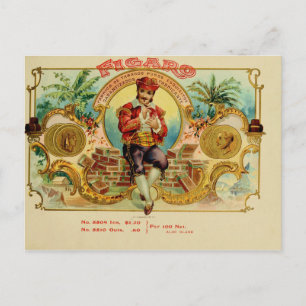 Etikett für Vintage Zigarrenboxen Postkarte