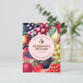 Etikett für Vintages botanisches Obst und Bauer Postkarte (Stehend Vorderseite)