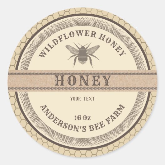 Etikett für Vintages Karton Runder Aufkleber (Vorderseite)