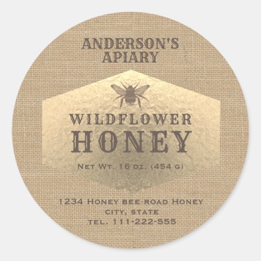 Etikett für Vintages Leinengold Runder Aufkleber (Vorderseite)