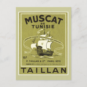 Etikett für Vintages Weinholz Postkarte