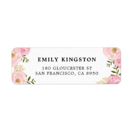 Etikett für Wasserfarbenblush-Rosa-Peongs