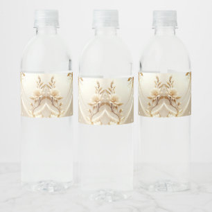 Etikett für Wasserflasche mit weißen und goldenen