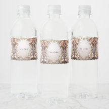 Etikett für Wasserflasche mit zarten rosa und weiß