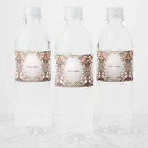 Etikett für Wasserflasche mit zarten rosa und weiß