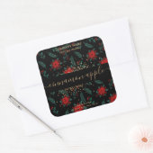 Etikett für Weihnachtsblütenkerzen Quadratischer Aufkleber (Umschlag)