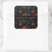 Etikett für Weihnachtsblütenkerzen Quadratischer Aufkleber (Tasche)