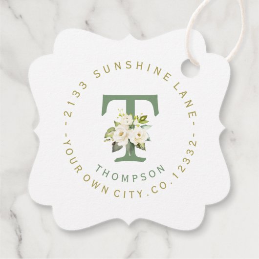 Etikett für zarte weiße, florale Rundschreiben Geschenkanhänger (Rückseite)