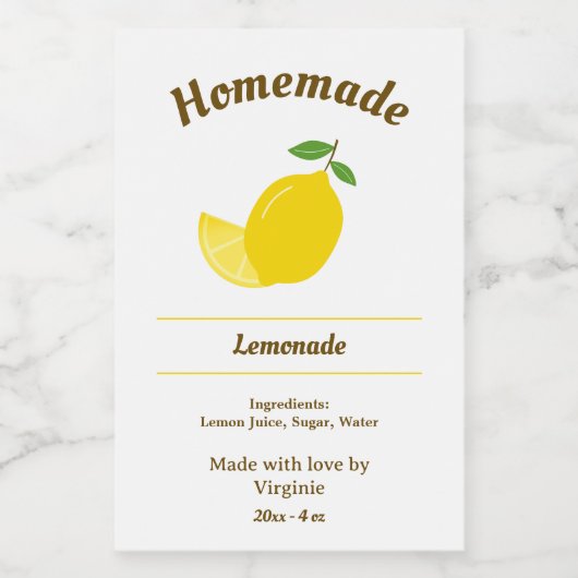 Etikett für Zitrone und Lemonade (Einzelnes Label)