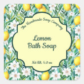 Etikett für Zitronenseife, Kosmetika und Badeprodu Quadratischer Aufkleber (Vorderseite)