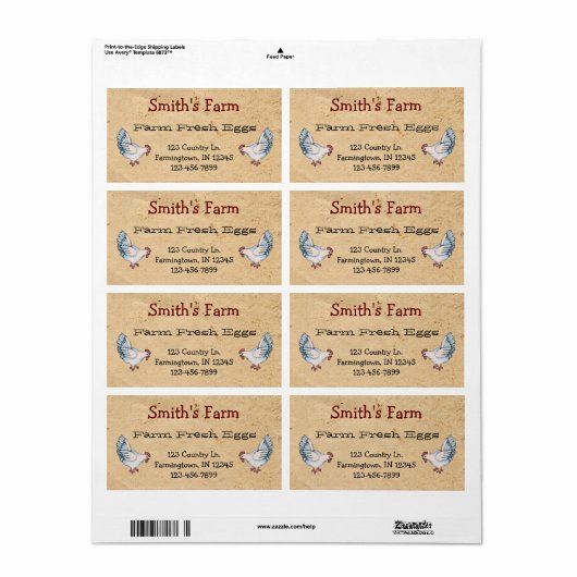 Etikett "Gezüchtete Hühner" (Vorne)