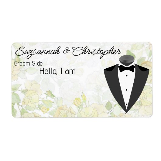 Etikett Hochzeitflorale Grenze Tuxedo (Vorne)