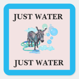 ETIKETT "JUST WASSER" QUADRATISCHER AUFKLEBER