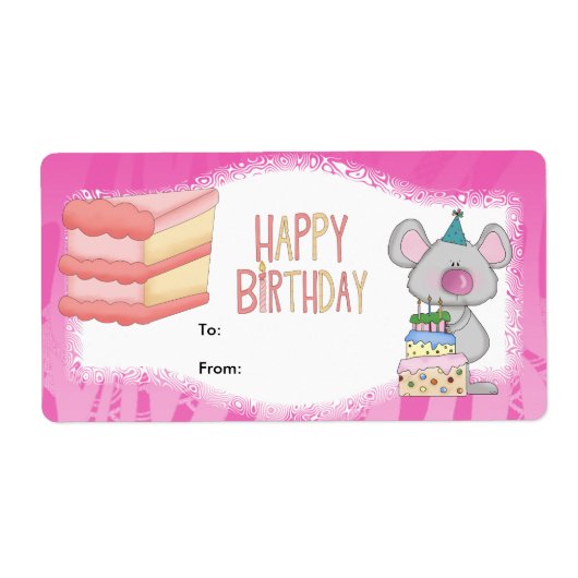 Etikett Kinder Geschenk Geburtstag Pink (Vorne)