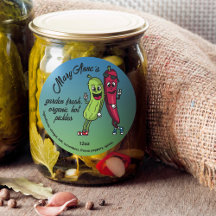 Etikett lustige Cartoon-Pickles mit Pickle und Pep
