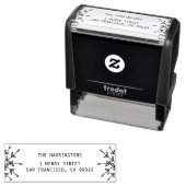 Etikett mit floraler Rücksendeadresse mit Blätter Permastempel (Beispiel)