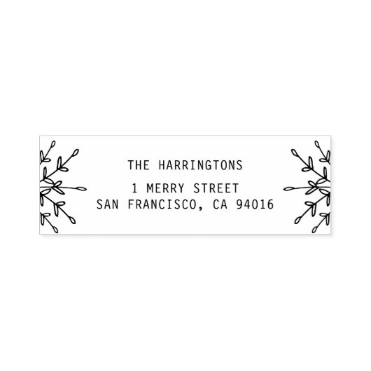 Etikett mit floraler Rücksendeadresse mit Blätter Permastempel (Design)