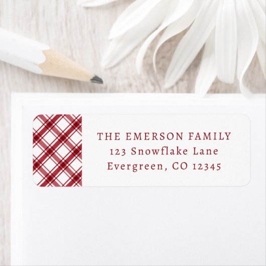Etikett mit Karierter Rücksendeadresse rot und wei (Insitu)