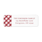 Etikett mit Karierter Rücksendeadresse rot und wei (Vorne)