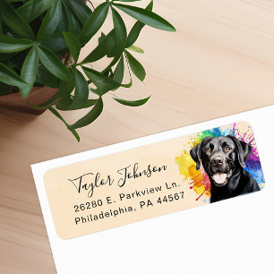 Etikett mit Rücksendeadresse Schwarzer Labrador