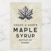 Etikett mit Vintagem Ahornsirup mit Blatt (Einzelnes Label)